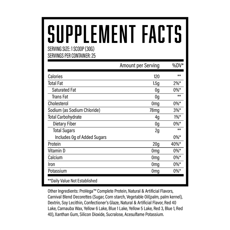 Supplement Facts Vegan Protein Birthday Cake